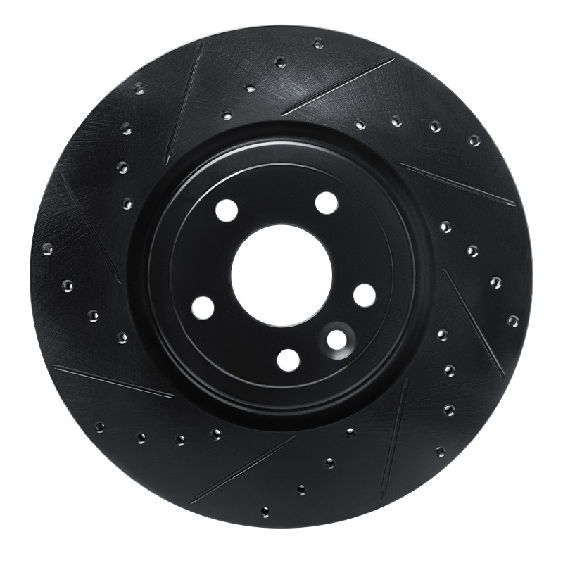 Jaguar XE Brake Rotor (1) - Front Left - R1 Concepts - Drilled & Slotted - Black - `17-`20